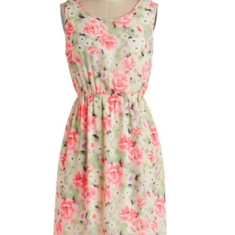 TRINITY by Modcloth Sleeveless Bold Blooms Sleeveless Summer Dress Womens Size S